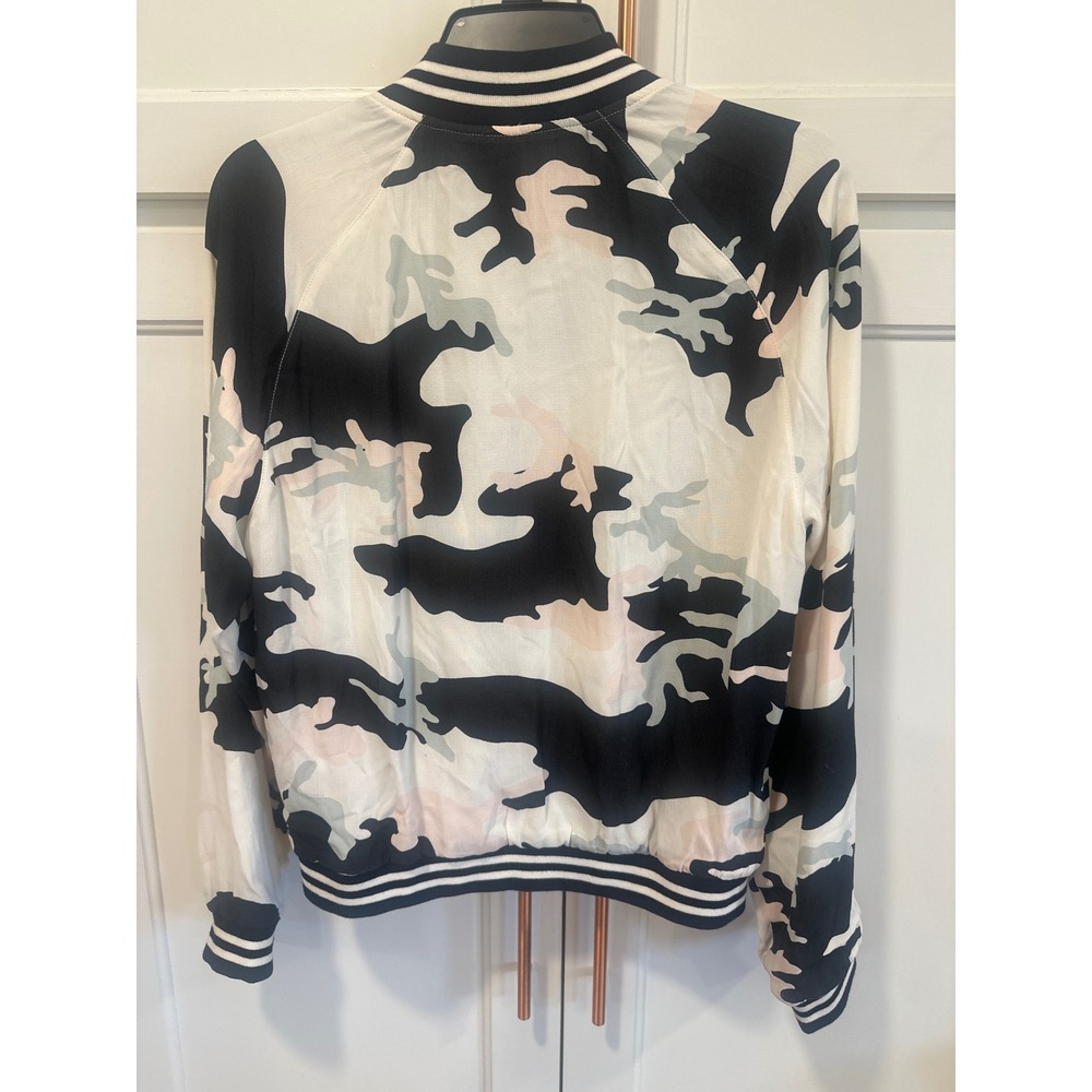 Sanctuary anthro Womens Camo Bomber Jacket Black Pink Grey White Zip S casual - Picture 5 of 9